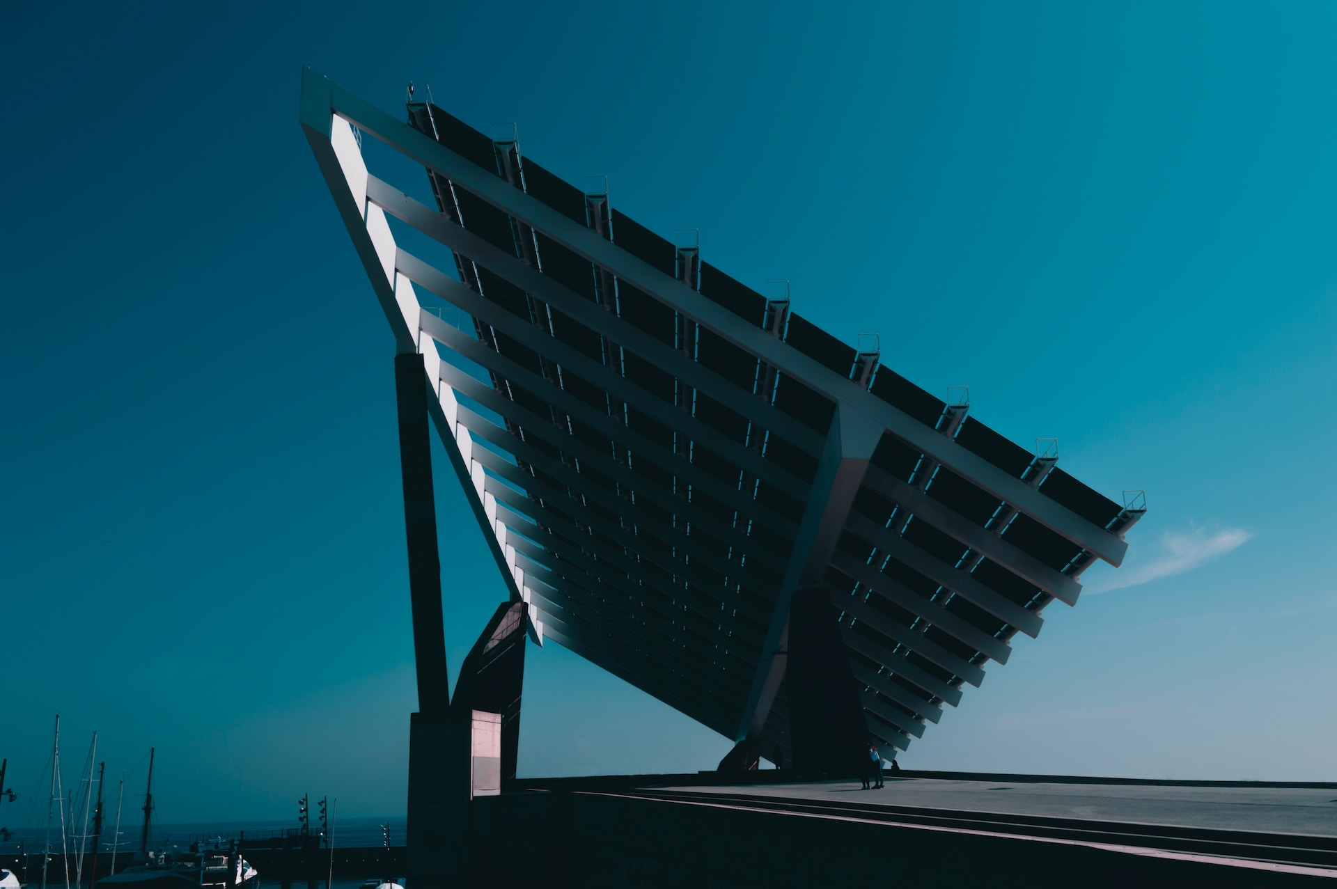 Solar panels on blue sky