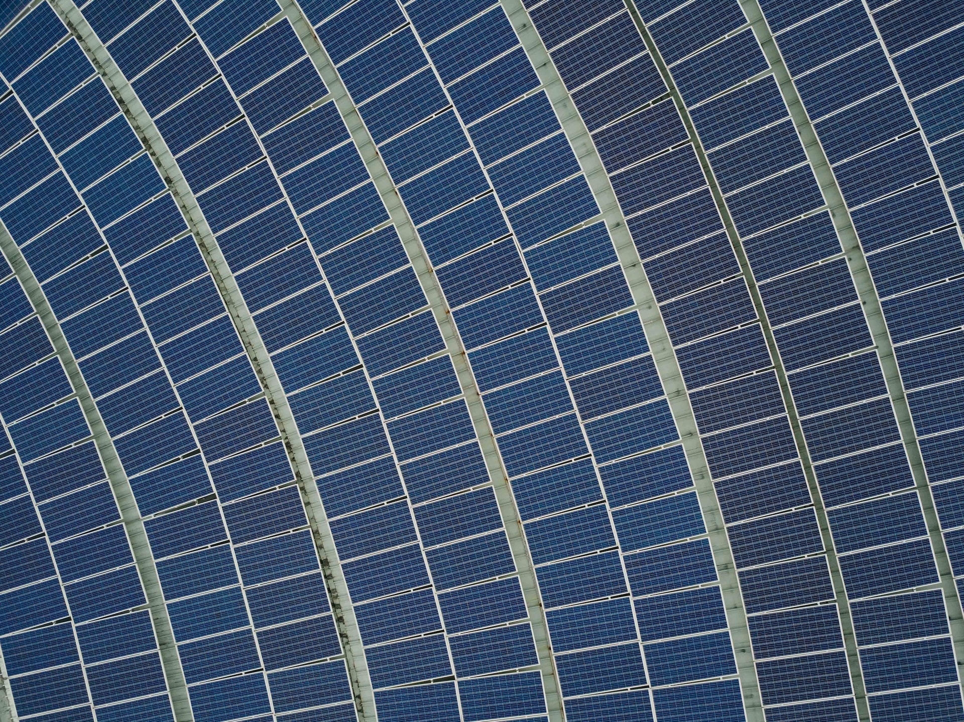 Birds-eye view of solar panels
