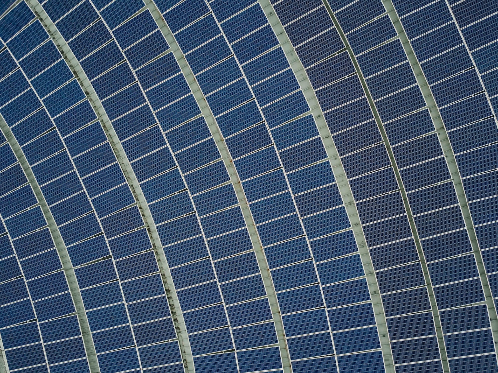 Birds-eye view of solar panels