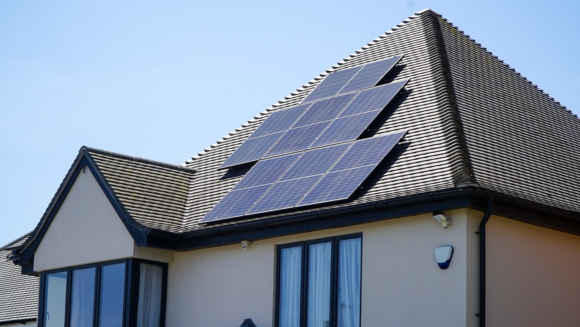 House with solar panels on roof