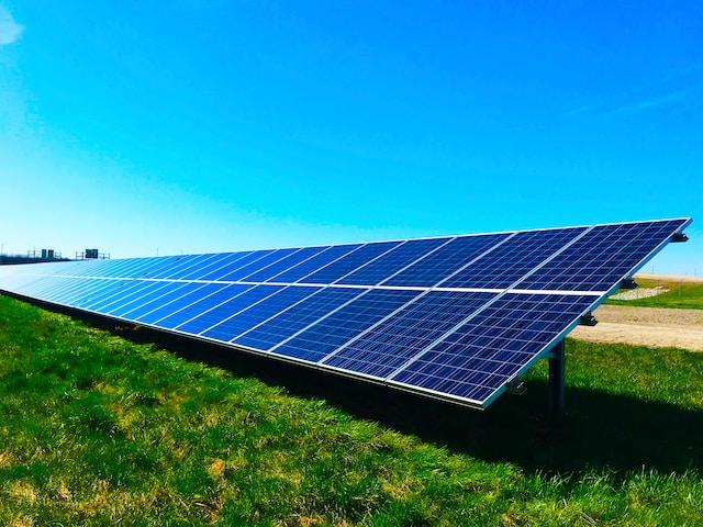 Solar panels with blue sky