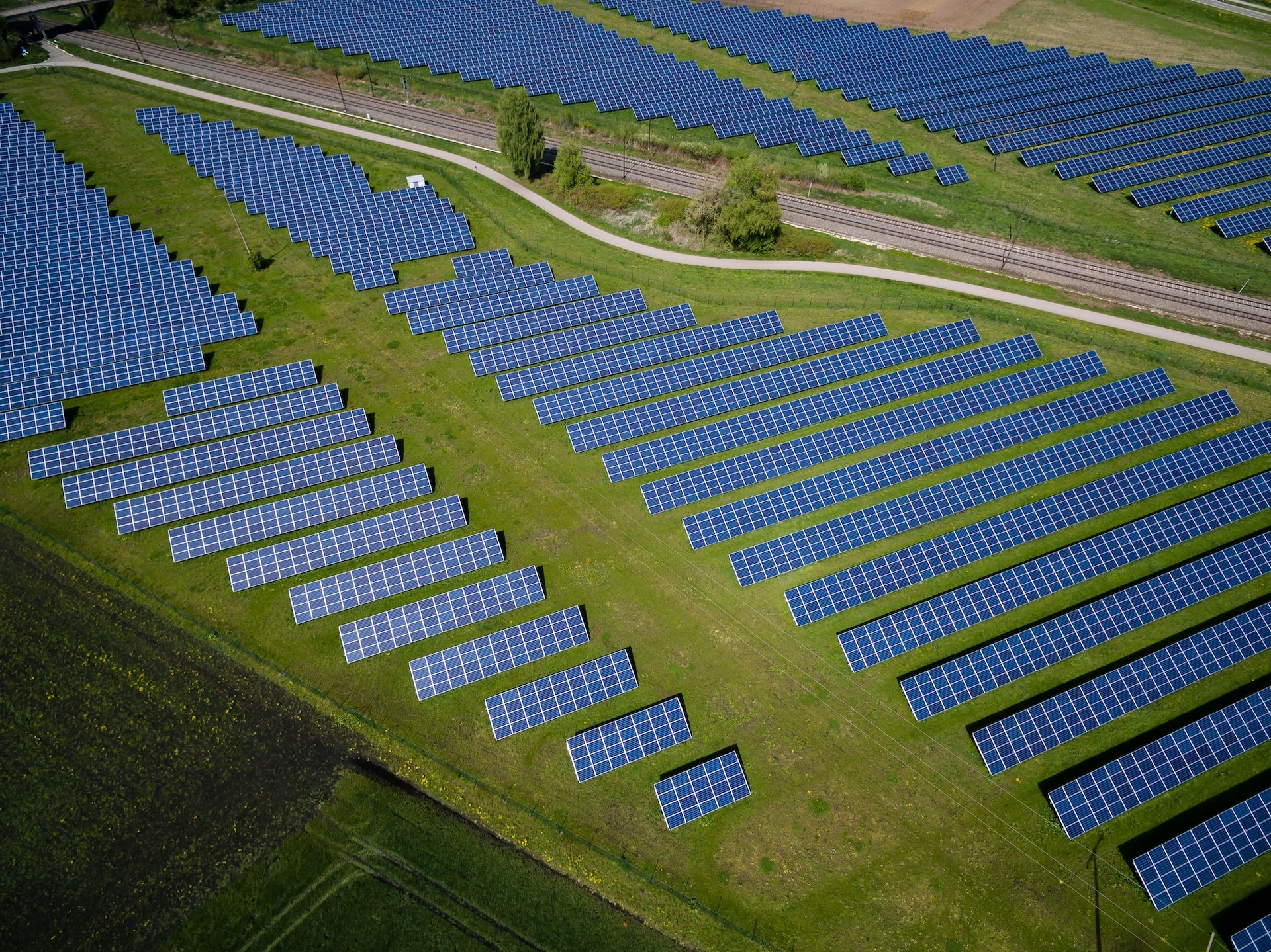 Birds view of solar panels