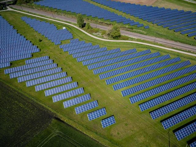 Birds view of solar panels