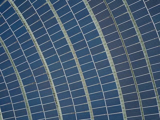 Birds-eye view of solar panels