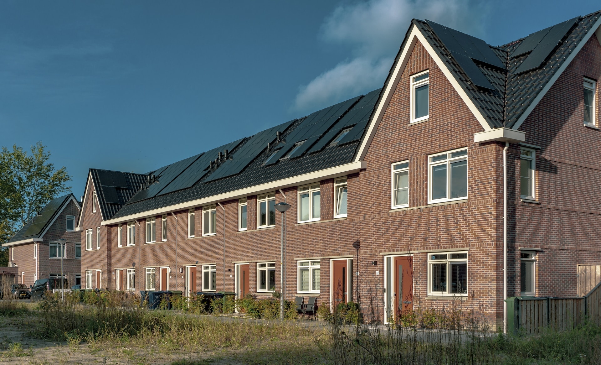 Brick house with solar panels