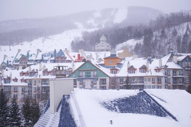 Houses covered in snow